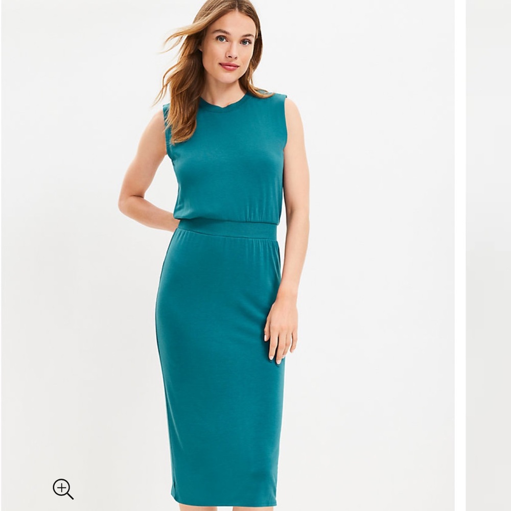 NWT Loft, Lou and Grey, soft, cinch waist Midi Dress